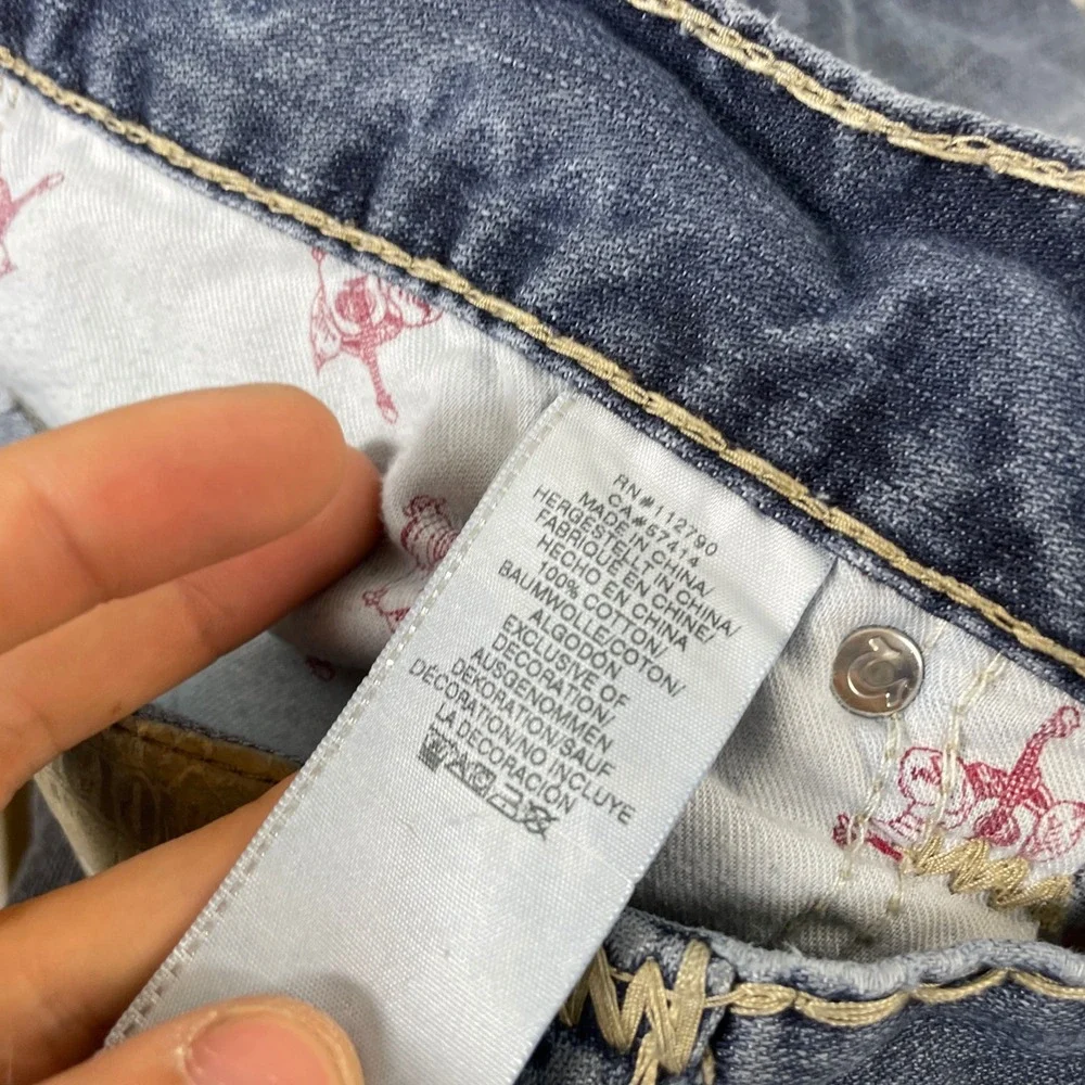 True Religion Straight Jeans Mens 36 Blue Pre-owned Thick Stitch Flap